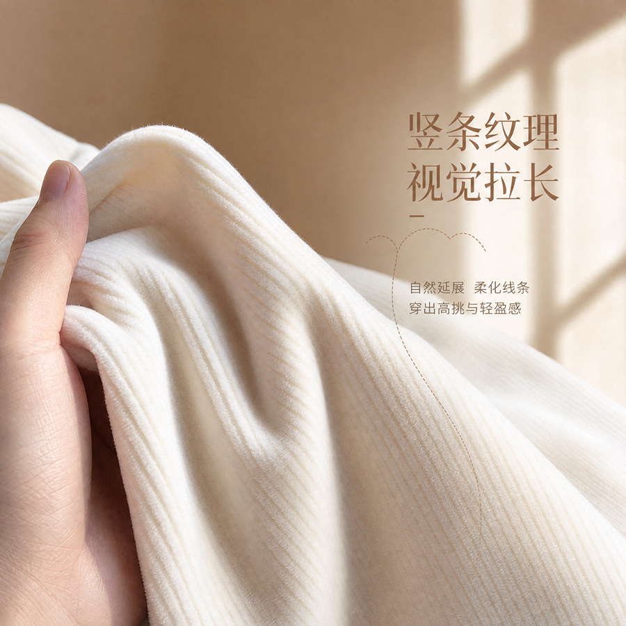 加绒裤子女秋冬垂感糯米绒阔腿裤女款灯芯绒休闲百搭保暖裤子批发详情图